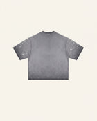 Cosmic Starburst Rhinestone Tee - Washed Grey