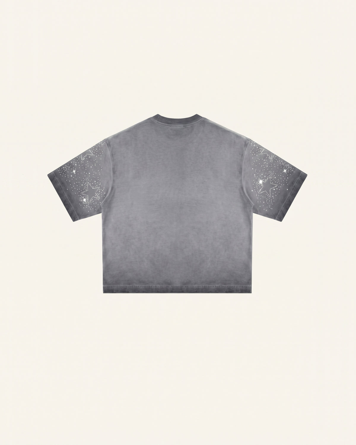 Cosmic Starburst Rhinestone Tee - Washed Grey