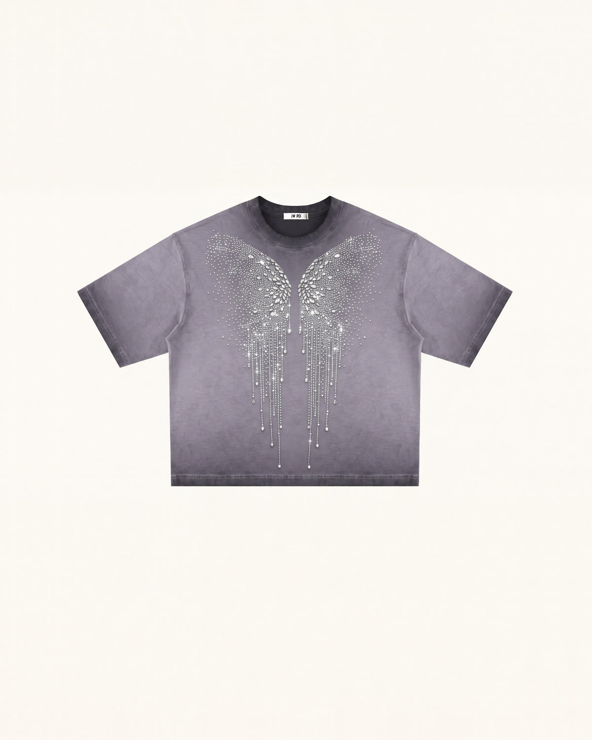 The Angelic Dripping Crystal Wings Tee - Smoke Purple
