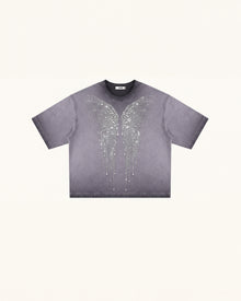 The Angelic Dripping Crystal Wings Tee - Smoke Purple