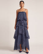 Orchid Embroidered Layered Maxi Dress - Dark Blue