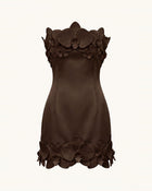 Orchid Trim Strapless Mini Dress - Brown