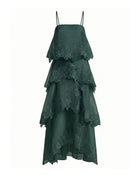 Orchid Embroidered Layered Maxi Dress - Dark Green
