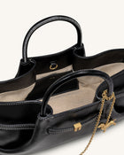 Maeve Dachshund Metal Charm Tote Bag - Black