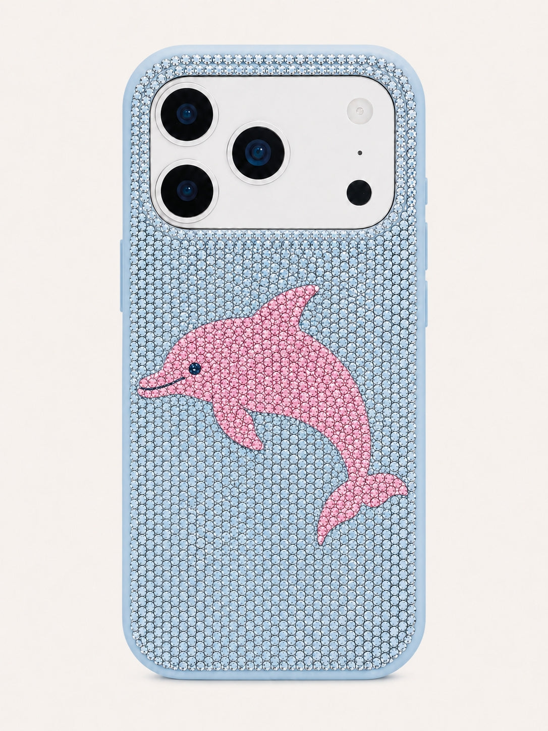 Pink Dolphin Artificial Crystal Phone Case – Light Blue