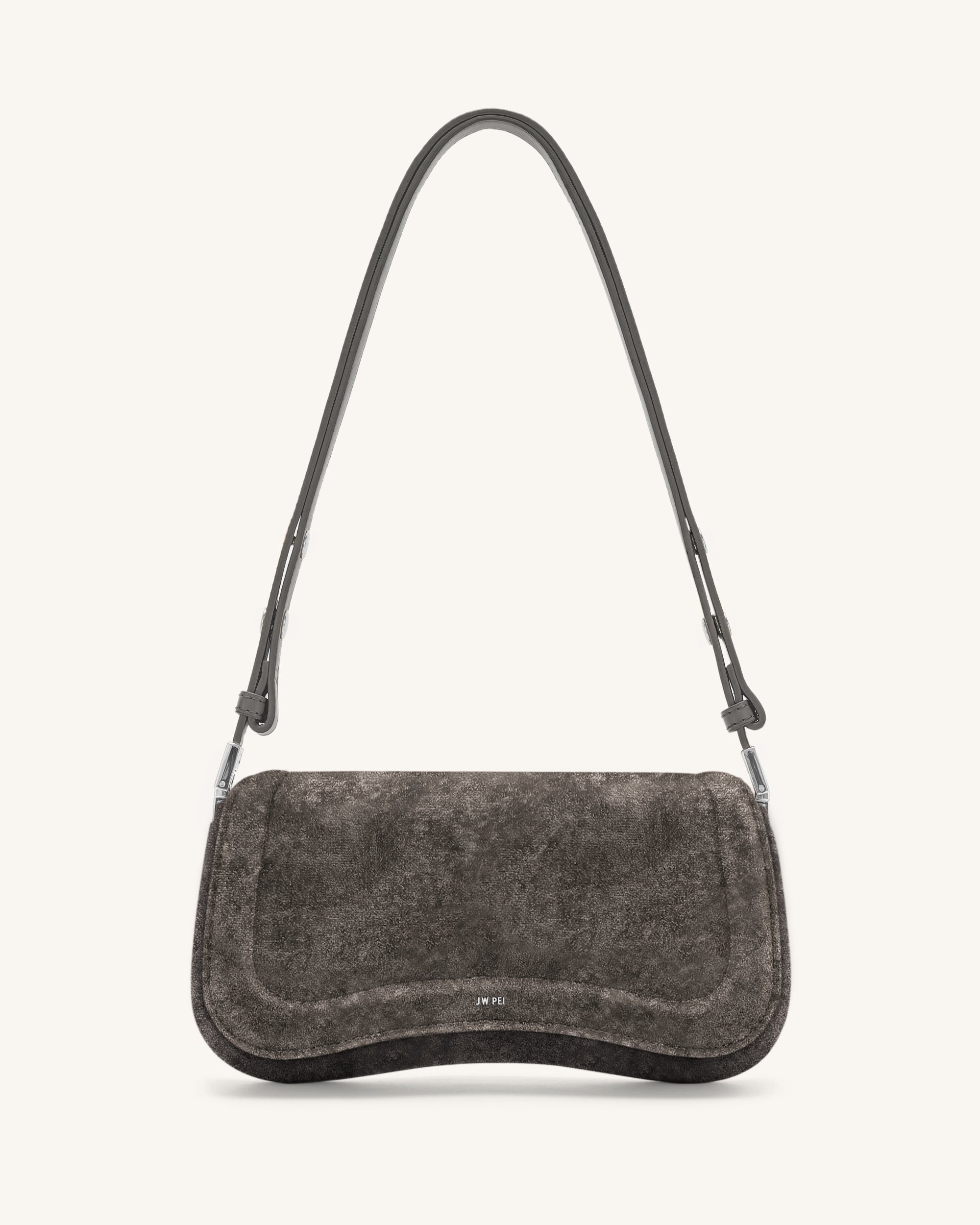 Joy Velvet Shoulder Bag - Gray
