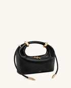 Ellie Metal Ring Embellished Top Handle Bag - Black