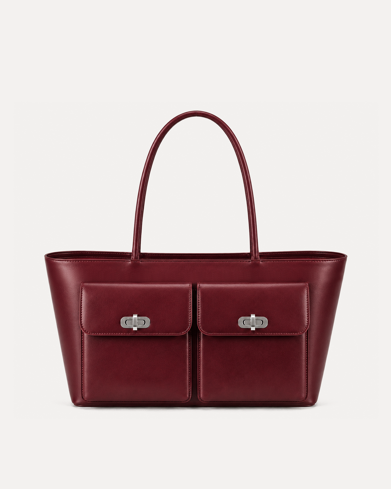 Maelle Utility Pocket Tote Bag - Burgundy