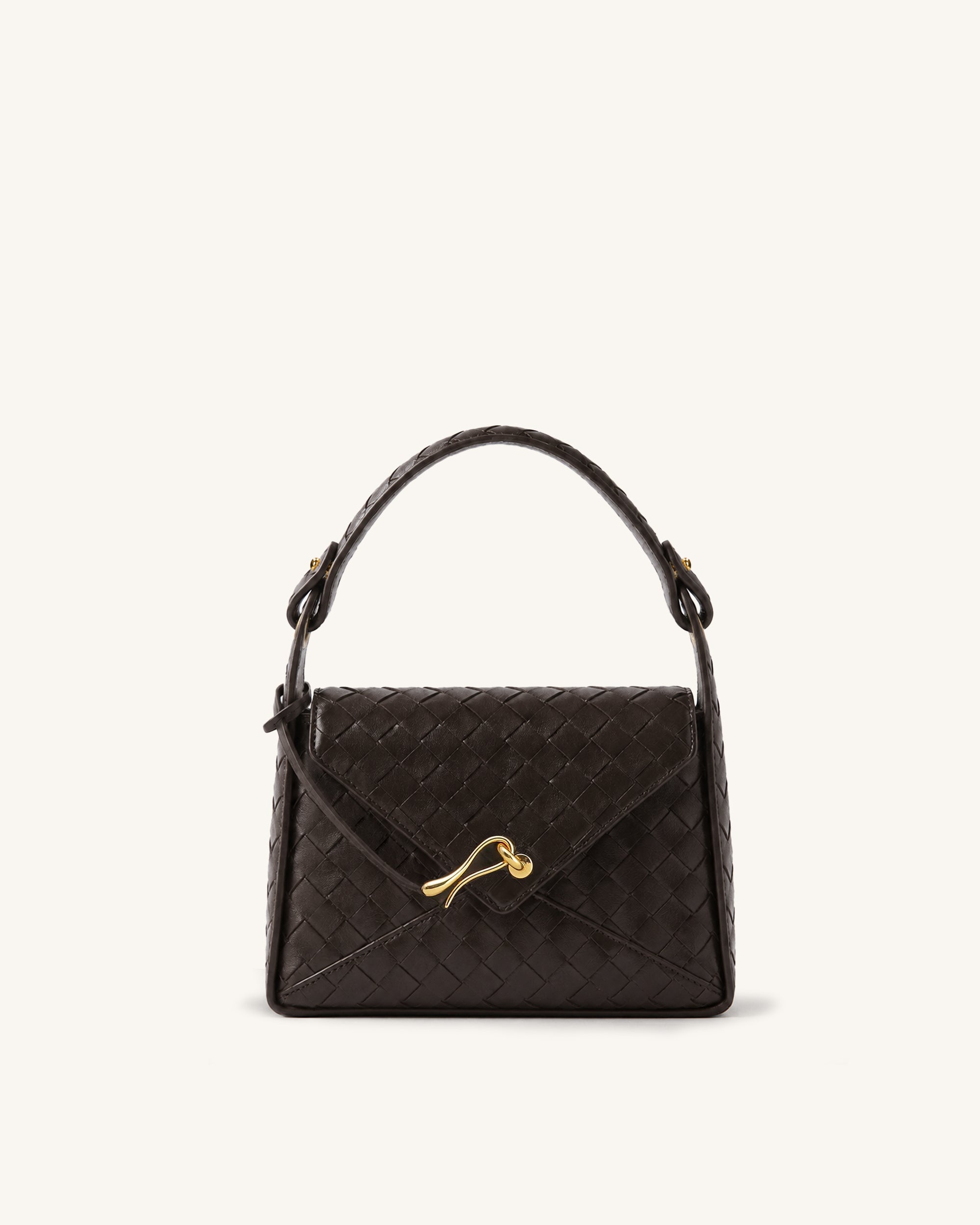 Celeste Woven Top Handle Bag - Dark Brown