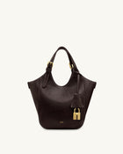 Ines Padlock Tote Bag - Dark Brown