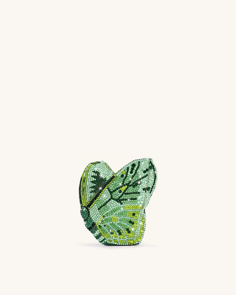 Paisley Crystal Butterfly Clutch - Mint Green