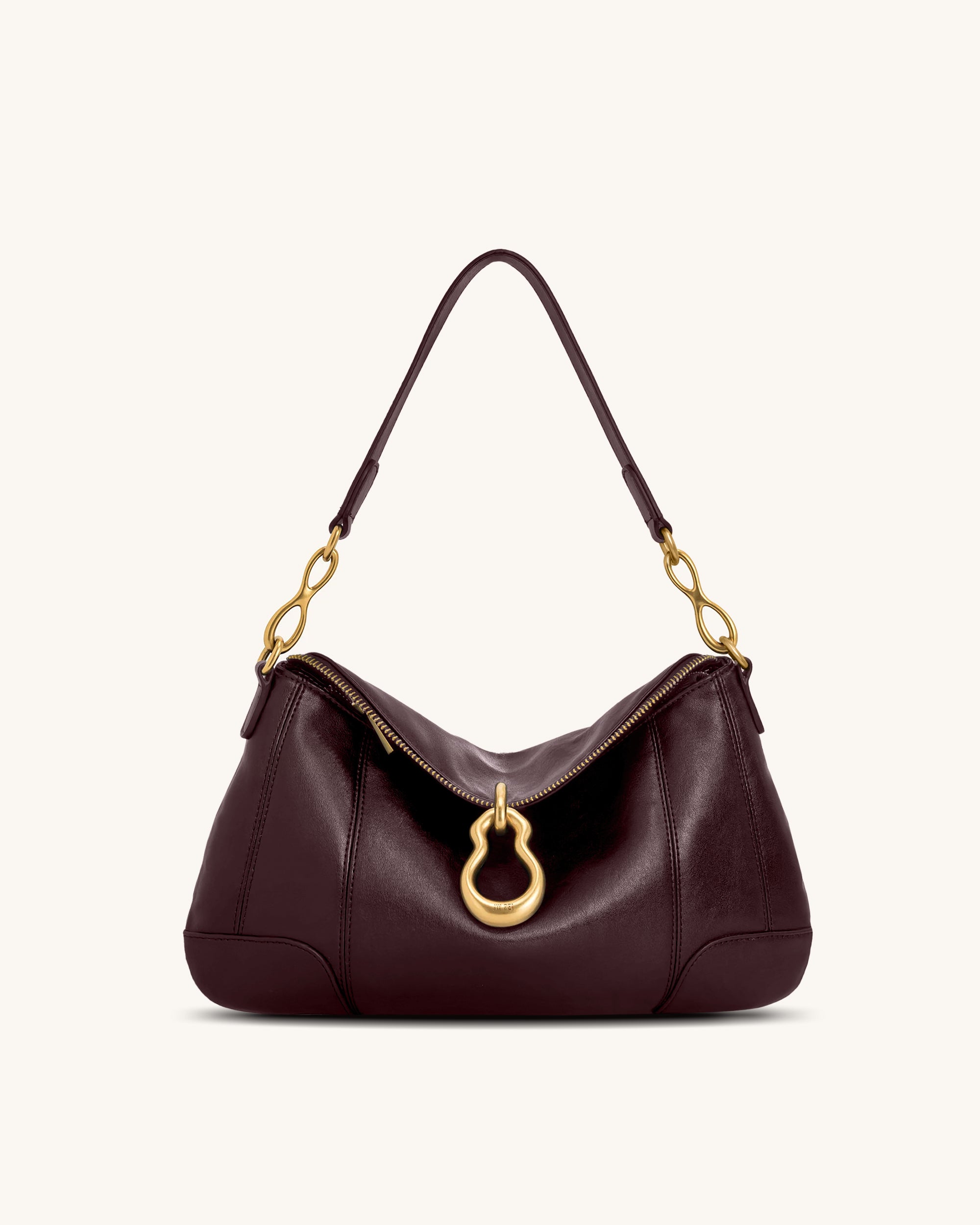 Jayla Metal Pendant Embellished Shoulder Bag - Deep Burgundy