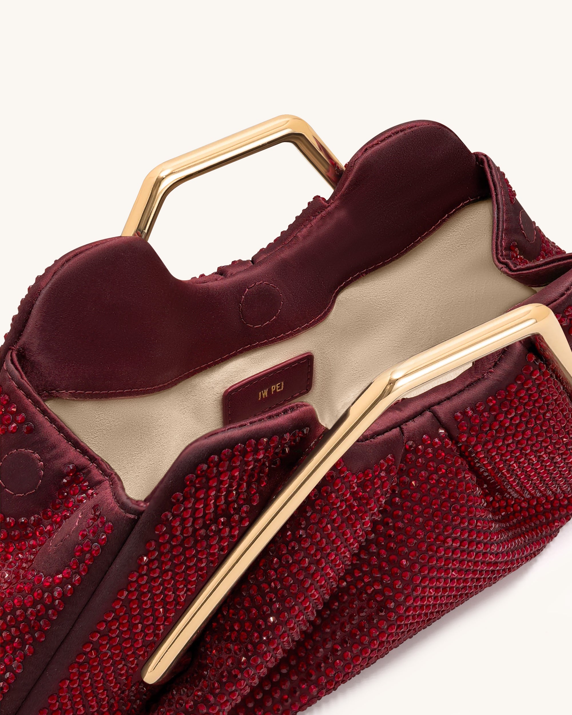 Lila Artificial Crystal Metal Frame Clutch - Red