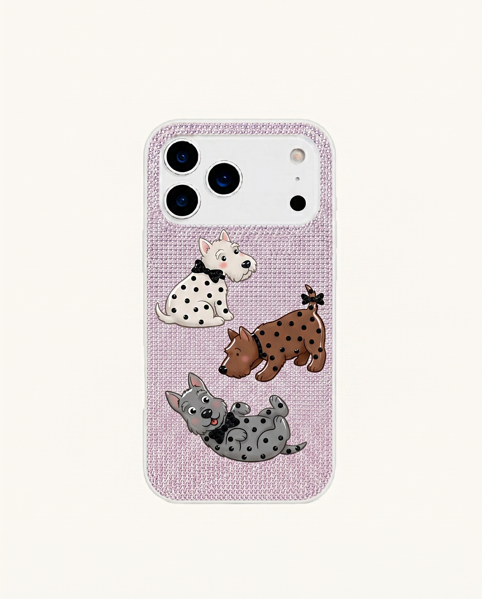Dog Cartoon Glitter Phone Case – Pink