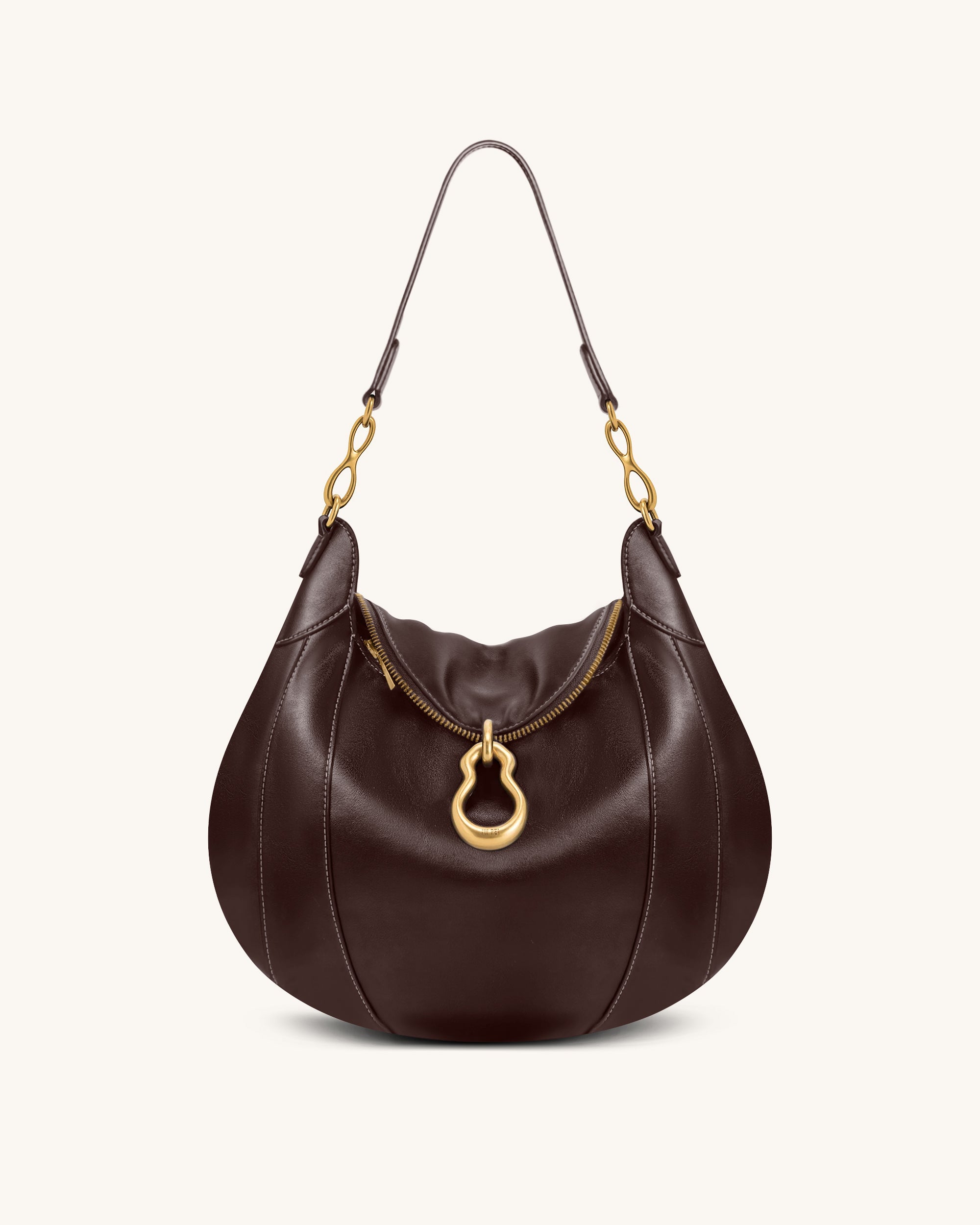Daria Metal Pendant Embellished Shoulder Bag - Dark Brown