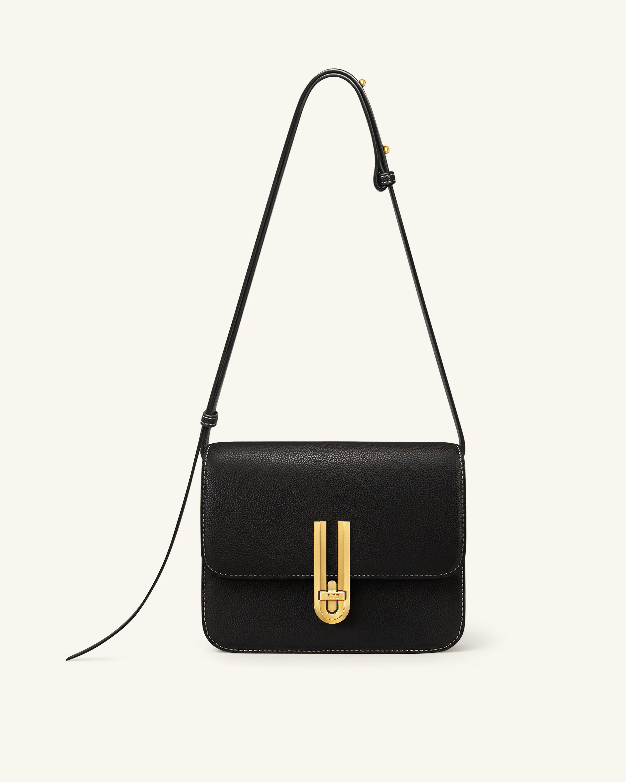 Evania Lock Pebbled Shoulder Bag - Black