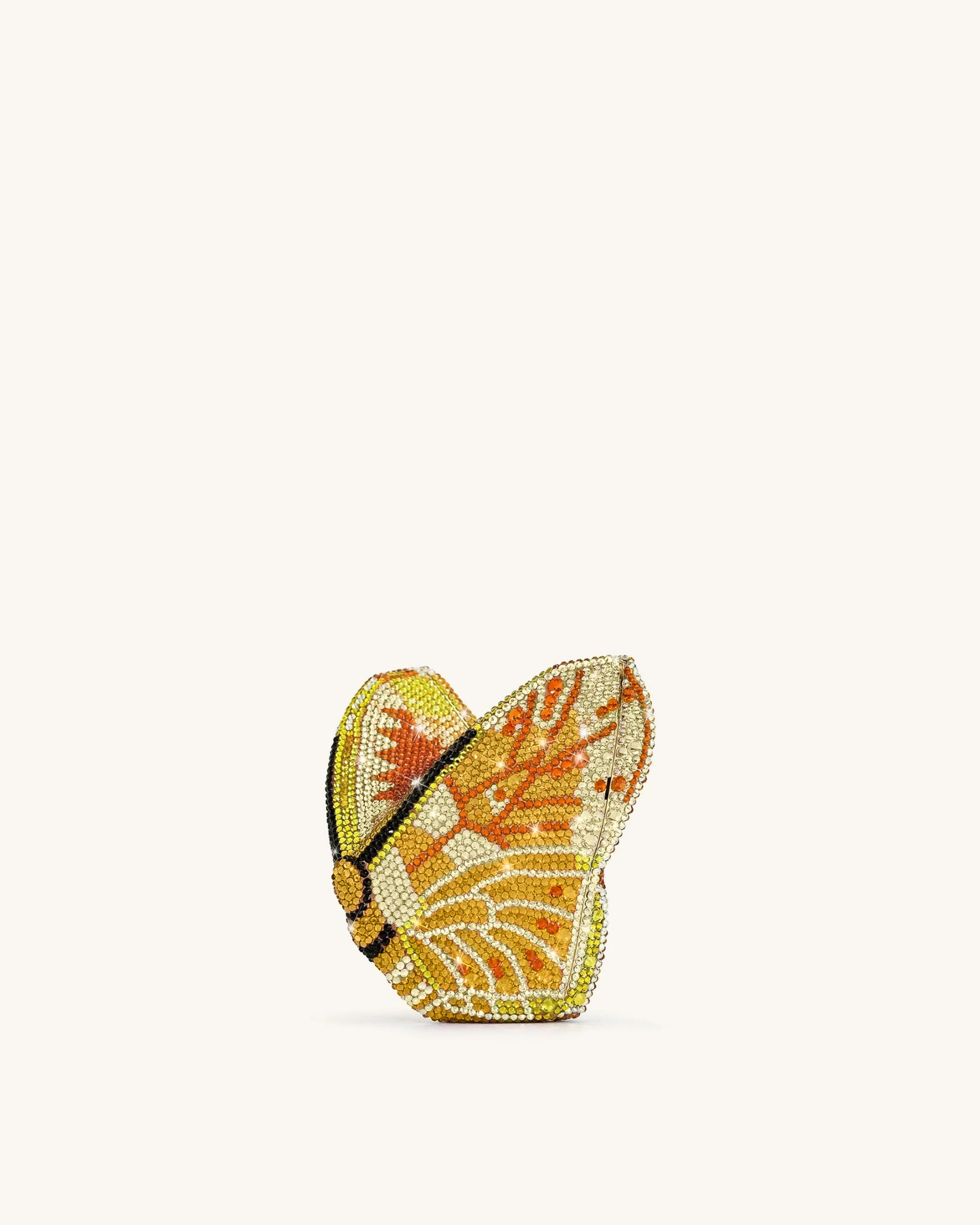 Paisley Crystal Butterfly Clutch - Orange
