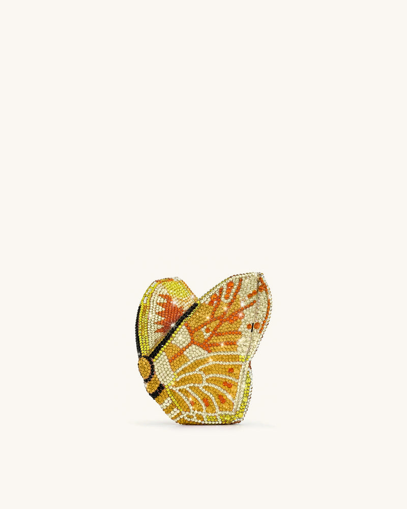 Paisley Crystal Butterfly Clutch - Orange