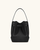 Clara Lock Accent Bucket Shoulder Bag - Black