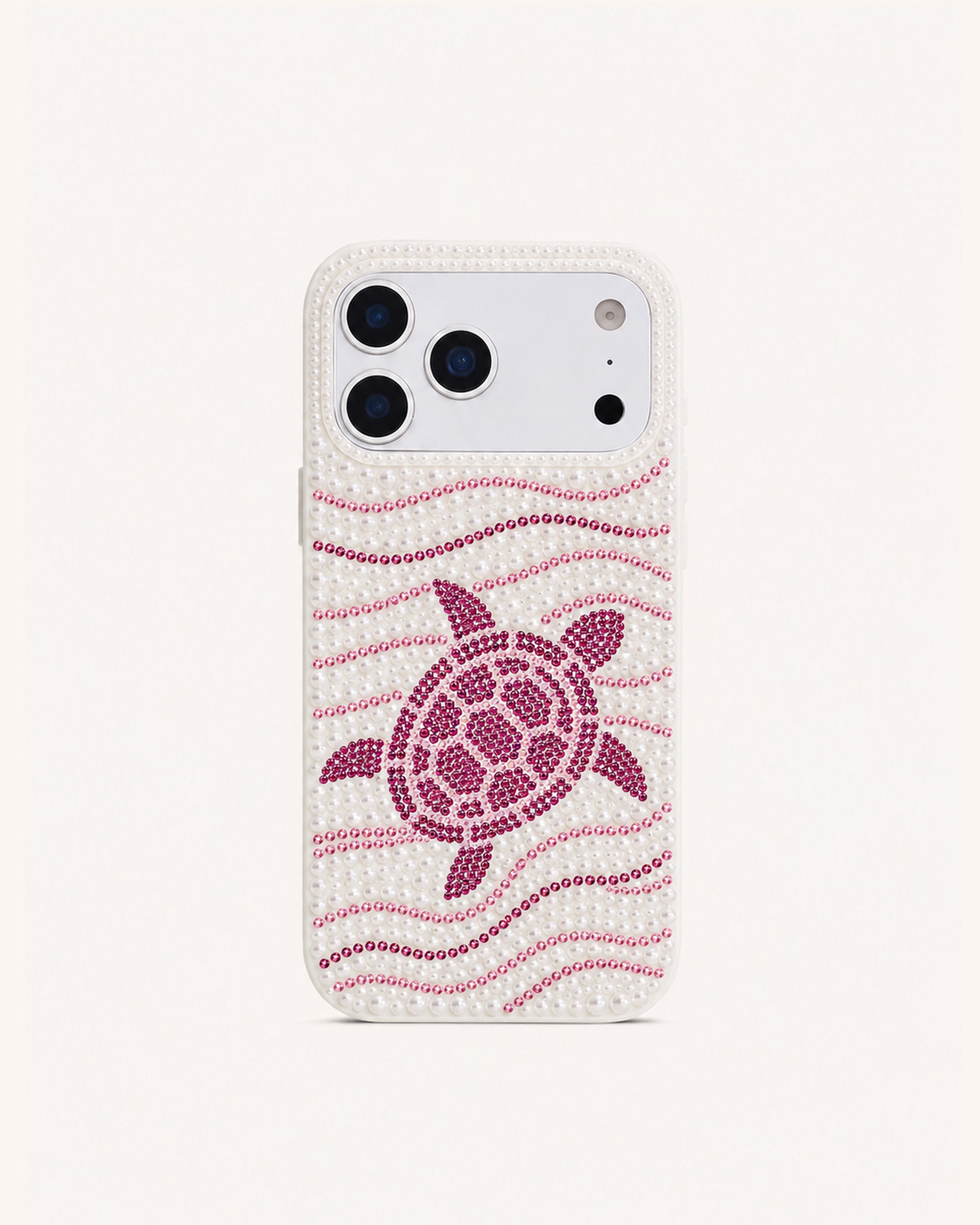 Sea Turtle Imitation Pearl Phone Case - White