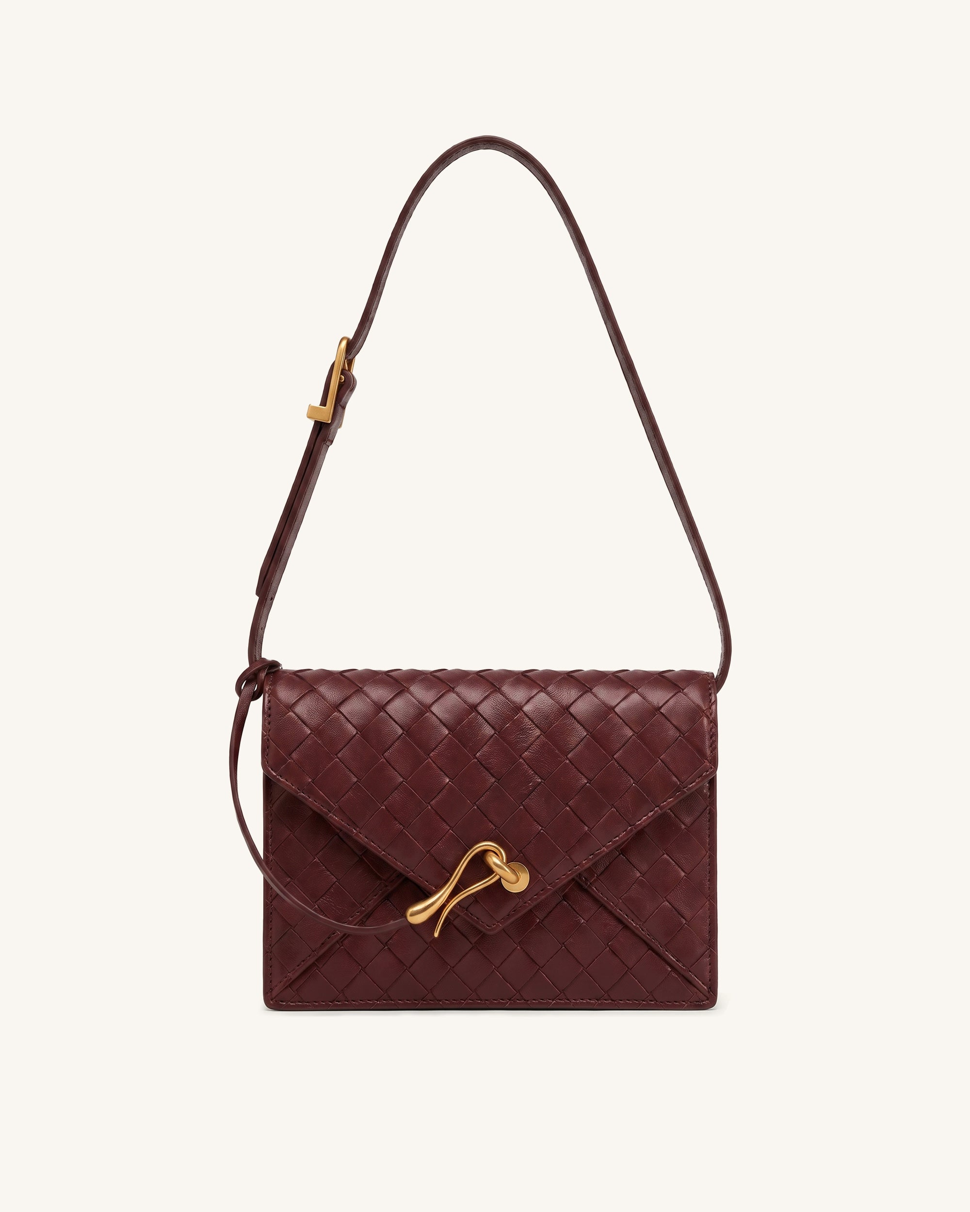 Celeste Woven Crossbody Bag - Burgundy
