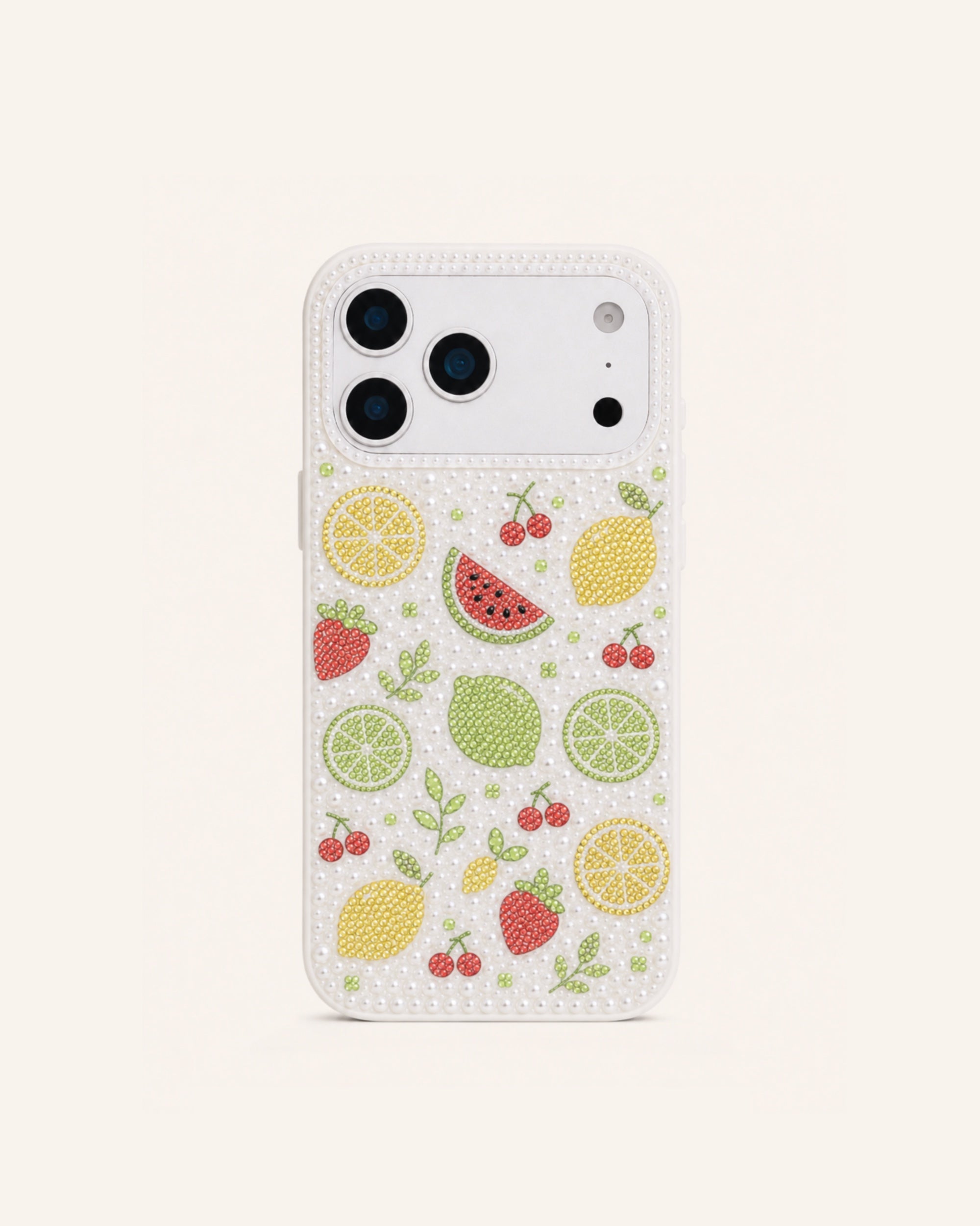 Fruit Medley Faux Pearl Phone Case - White