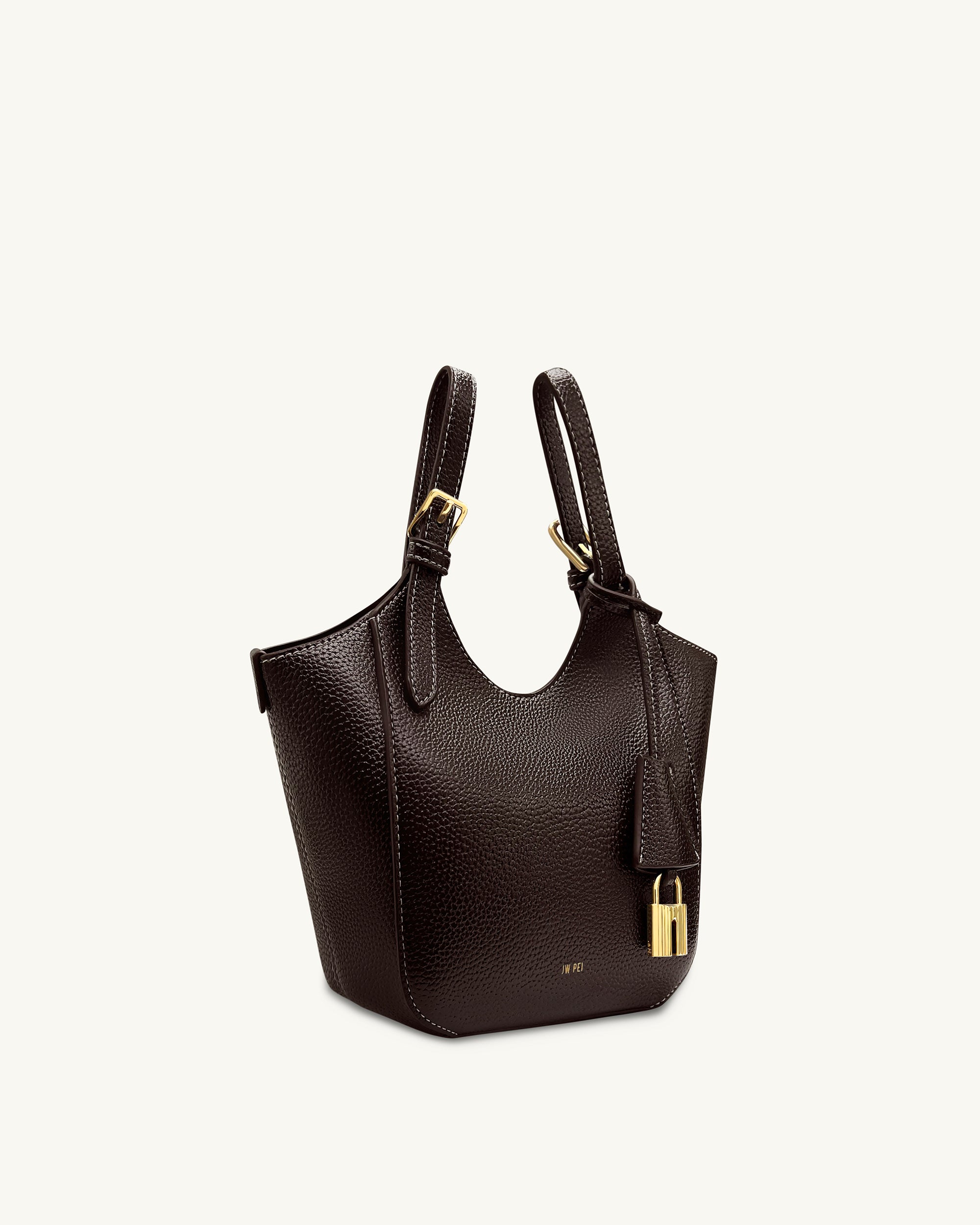 Ines Padlock Tote Bag - Dark Brown