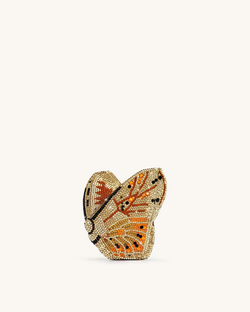 Paisley Crystal Butterfly Clutch - Champagne