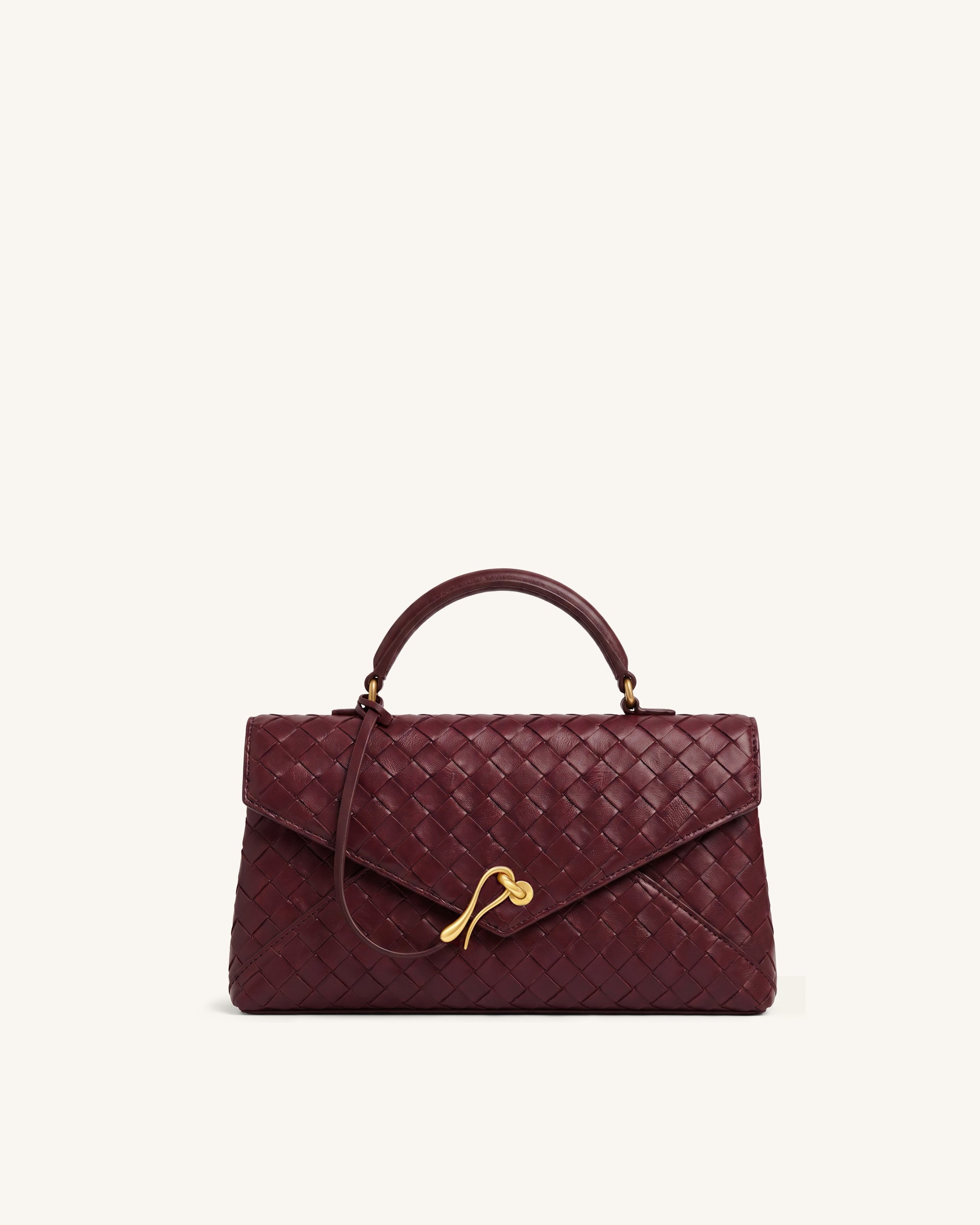 Celeste Woven East-West Top Handle Bag - Burgundy