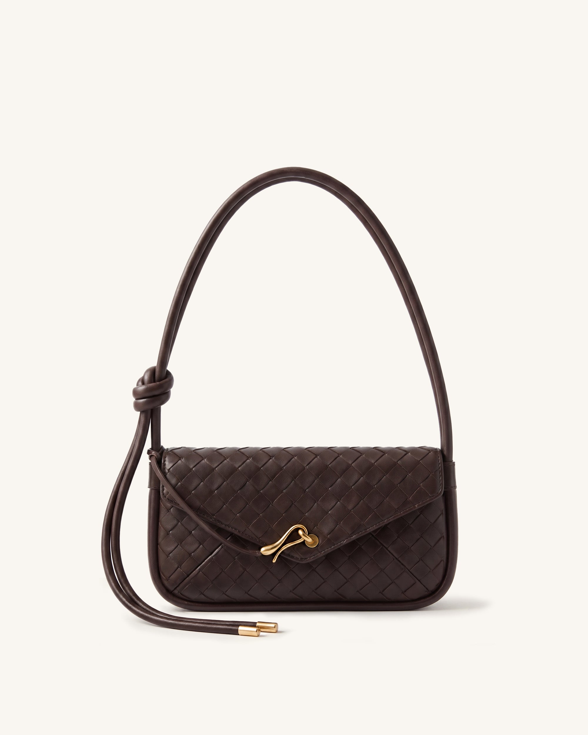 Celeste Woven Shoulder Bag - Dark Brown
