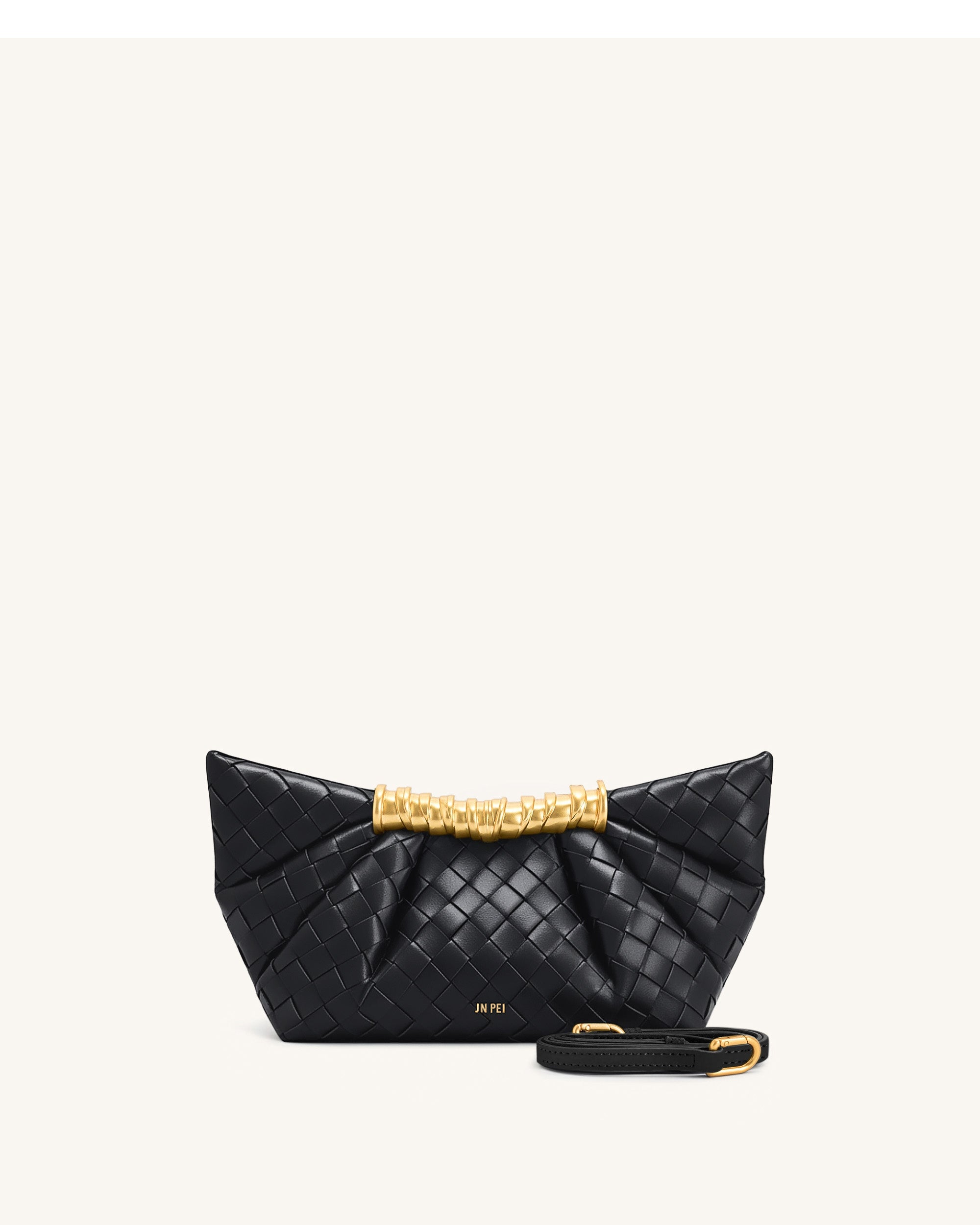Leia Weave Texture Pleated Clutch - Black