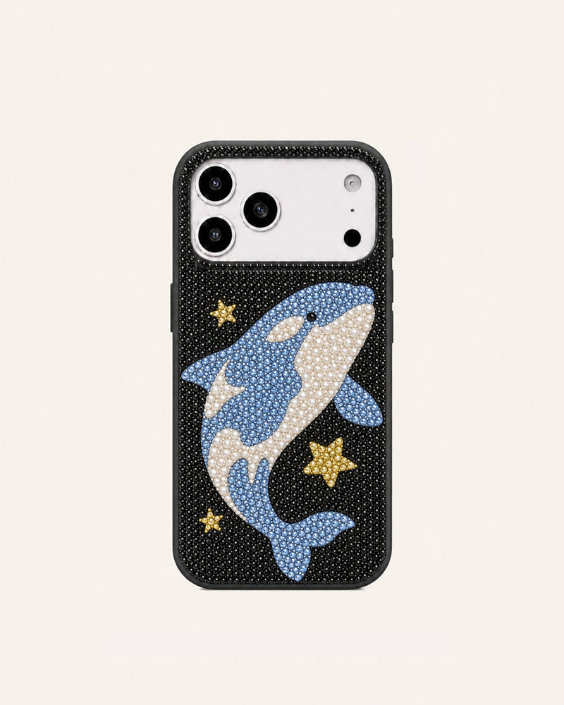 Orca Artificial Crystal Phone Case - Black