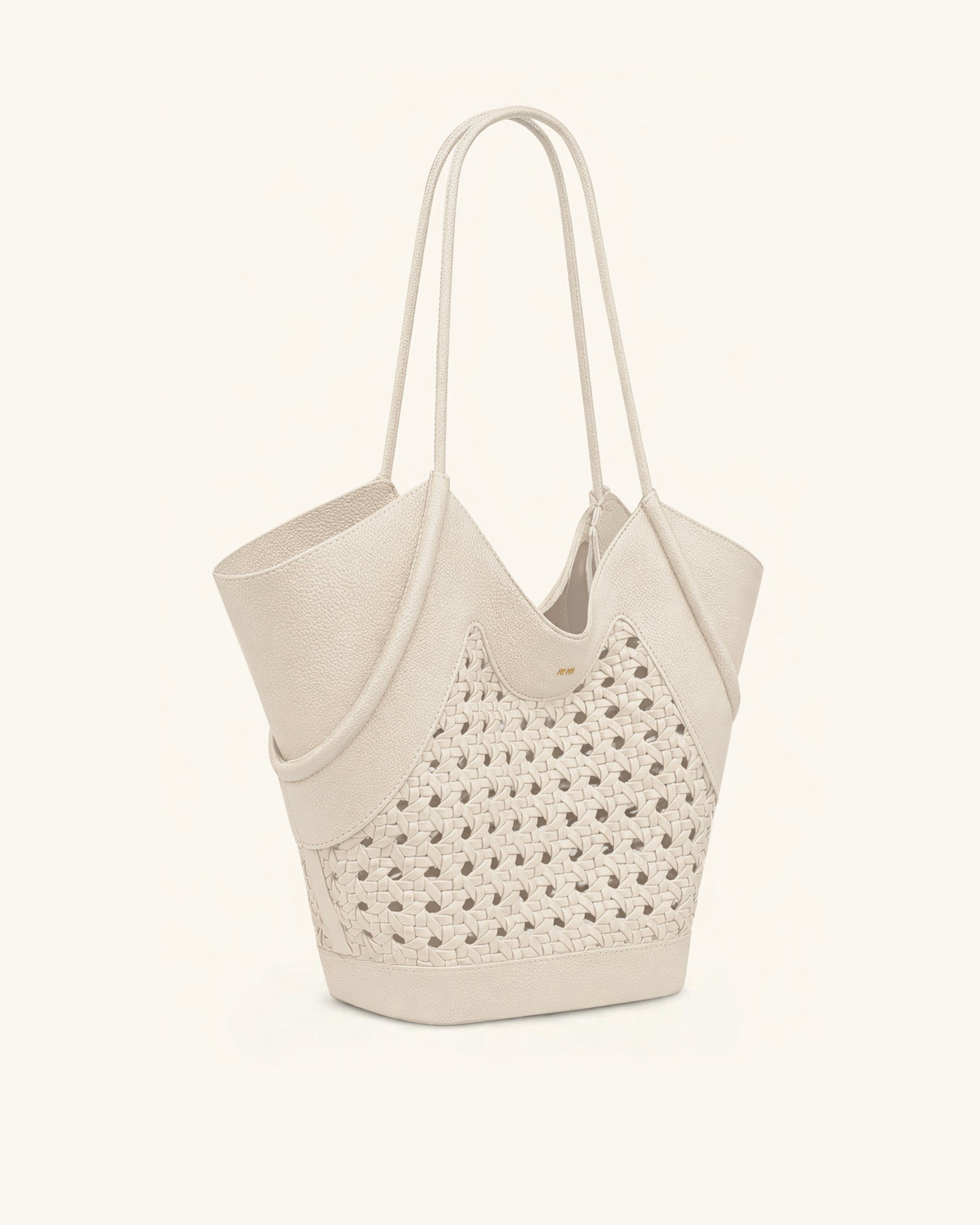 Maribel Woven Panel Tote Bag - Ivory
