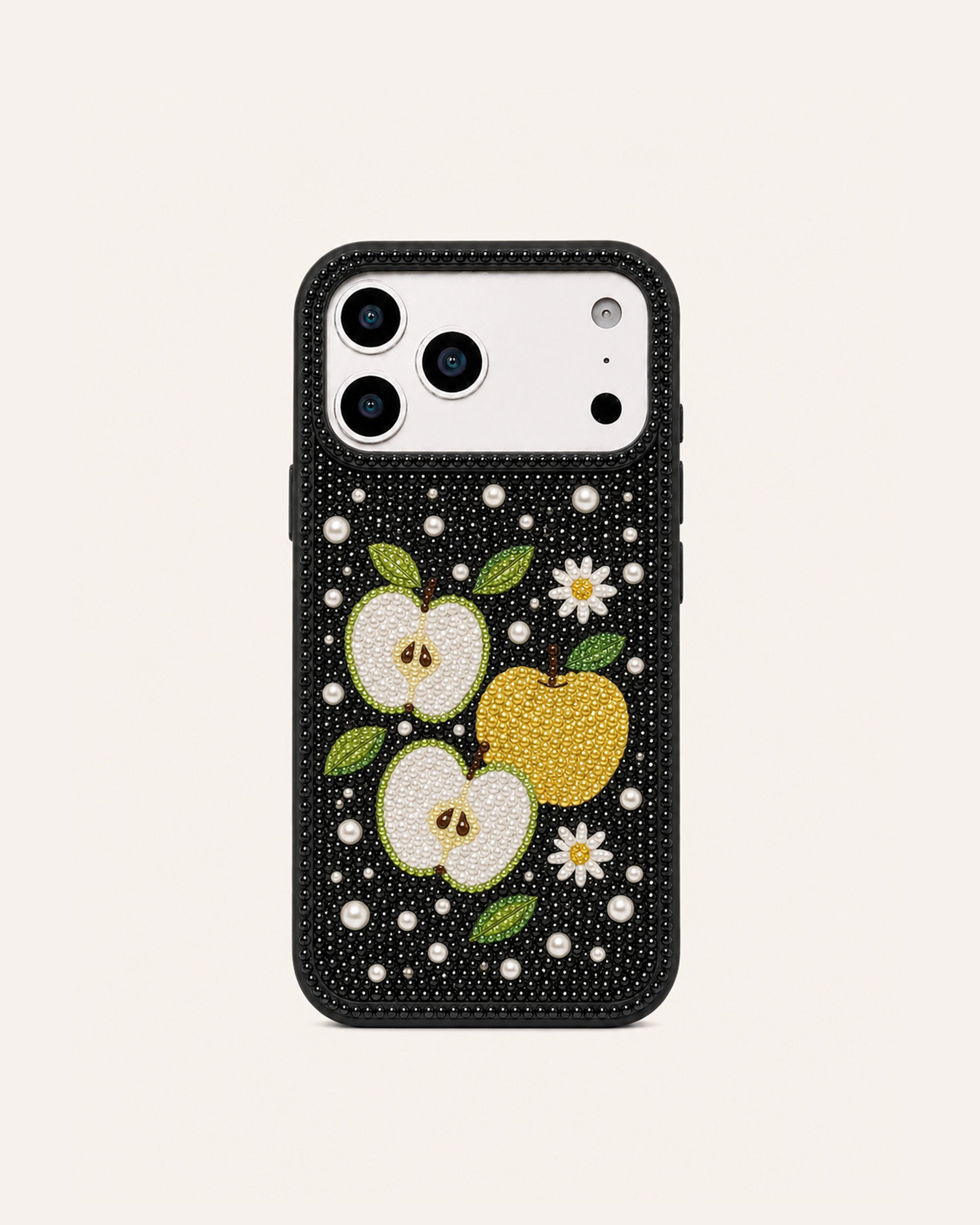 Apple Orchard Artificial Crystal Phone Case - Black