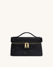 Thea Artificial Crystal Top Handle Bag - Black