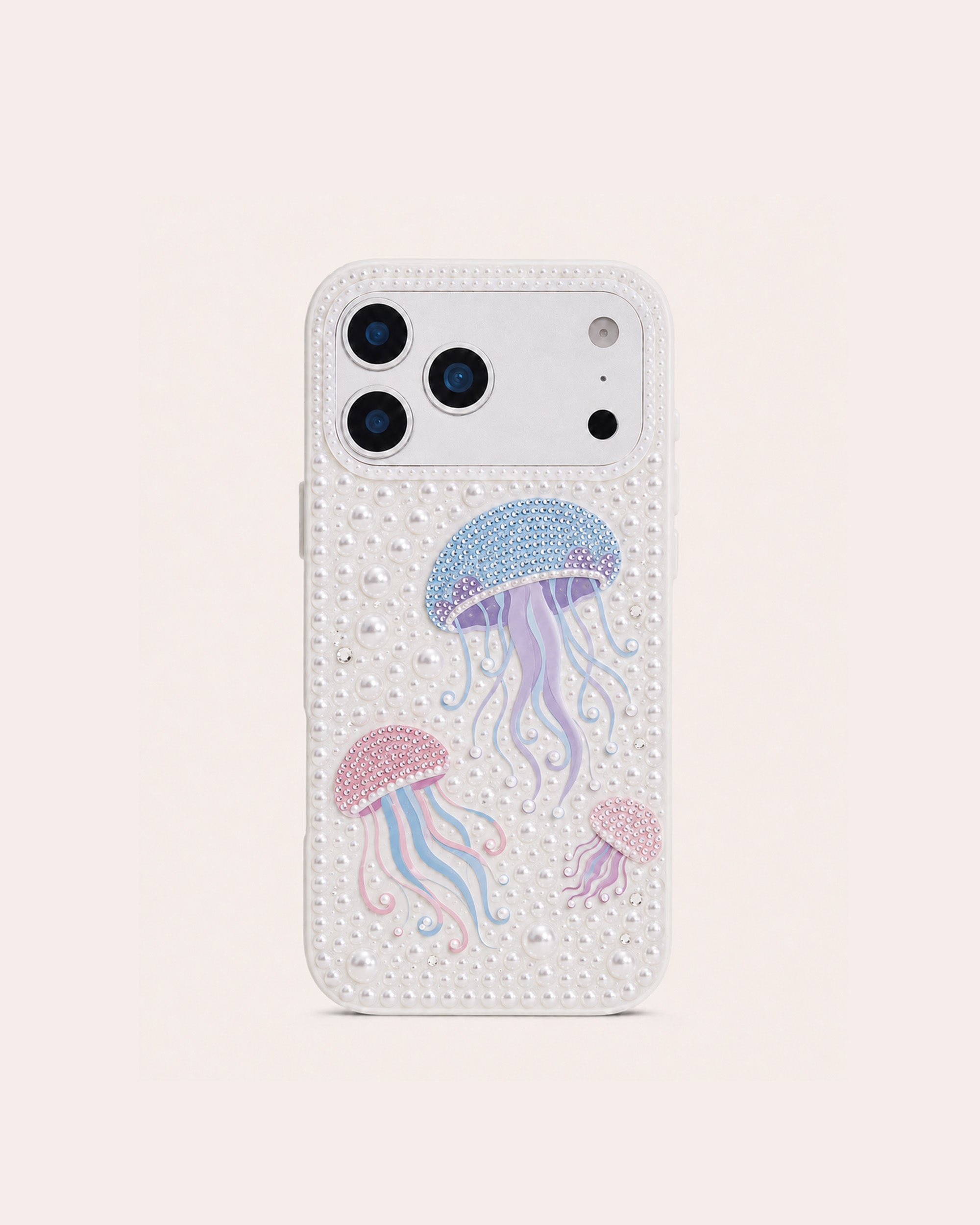 Pastel Jellyfish Imitation Pearl Phone Case - White