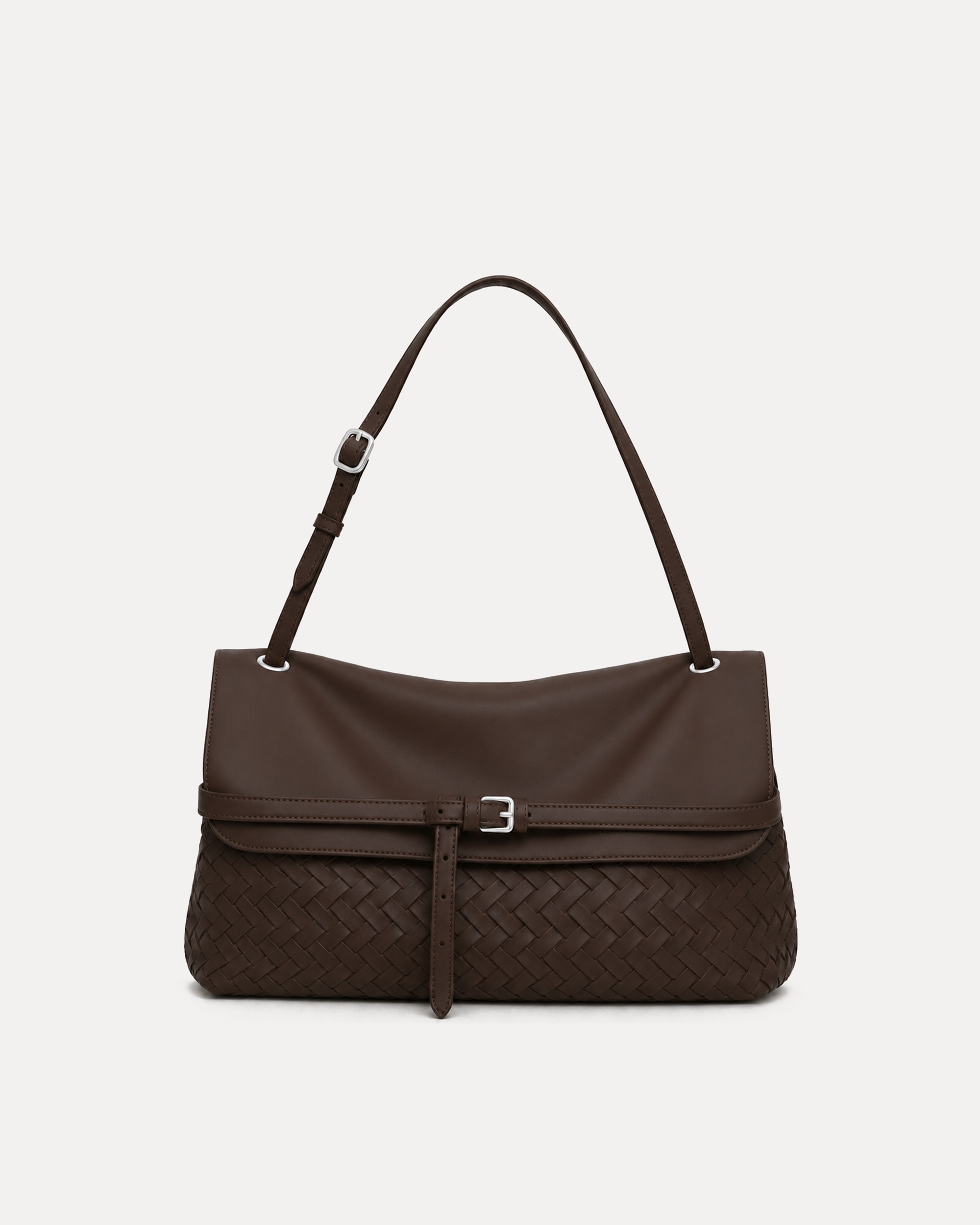 Nina Woven Shoulder Bag - Brown