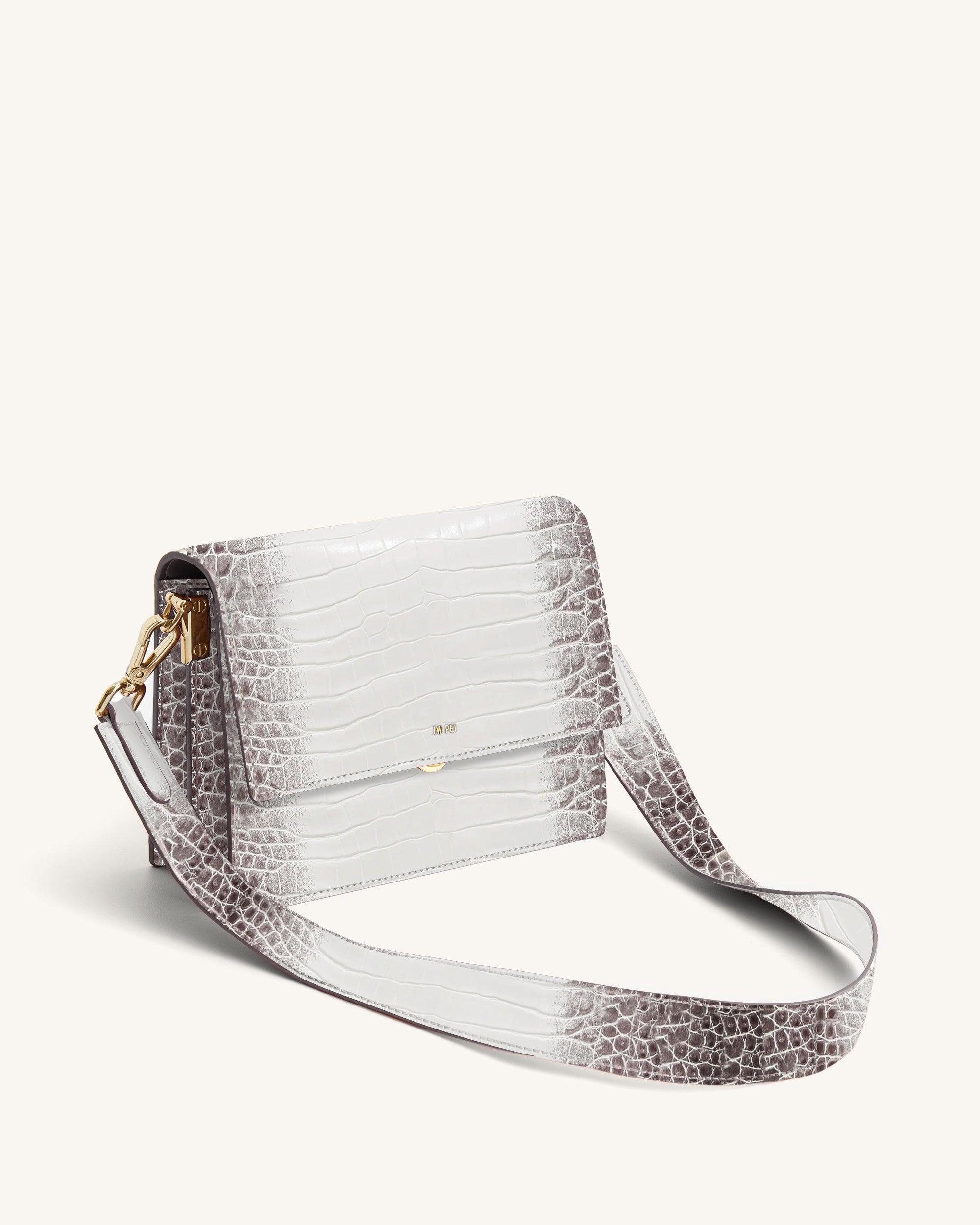 Mini Flap Crossbody - White Croc