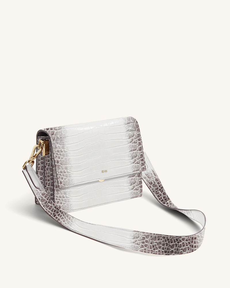 Mini Flap Crossbody - White Croc