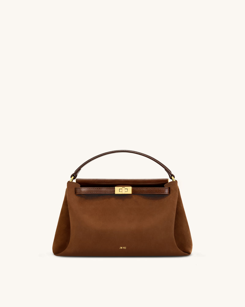 Carmen Faux Suede Top Handle Bag - Brown