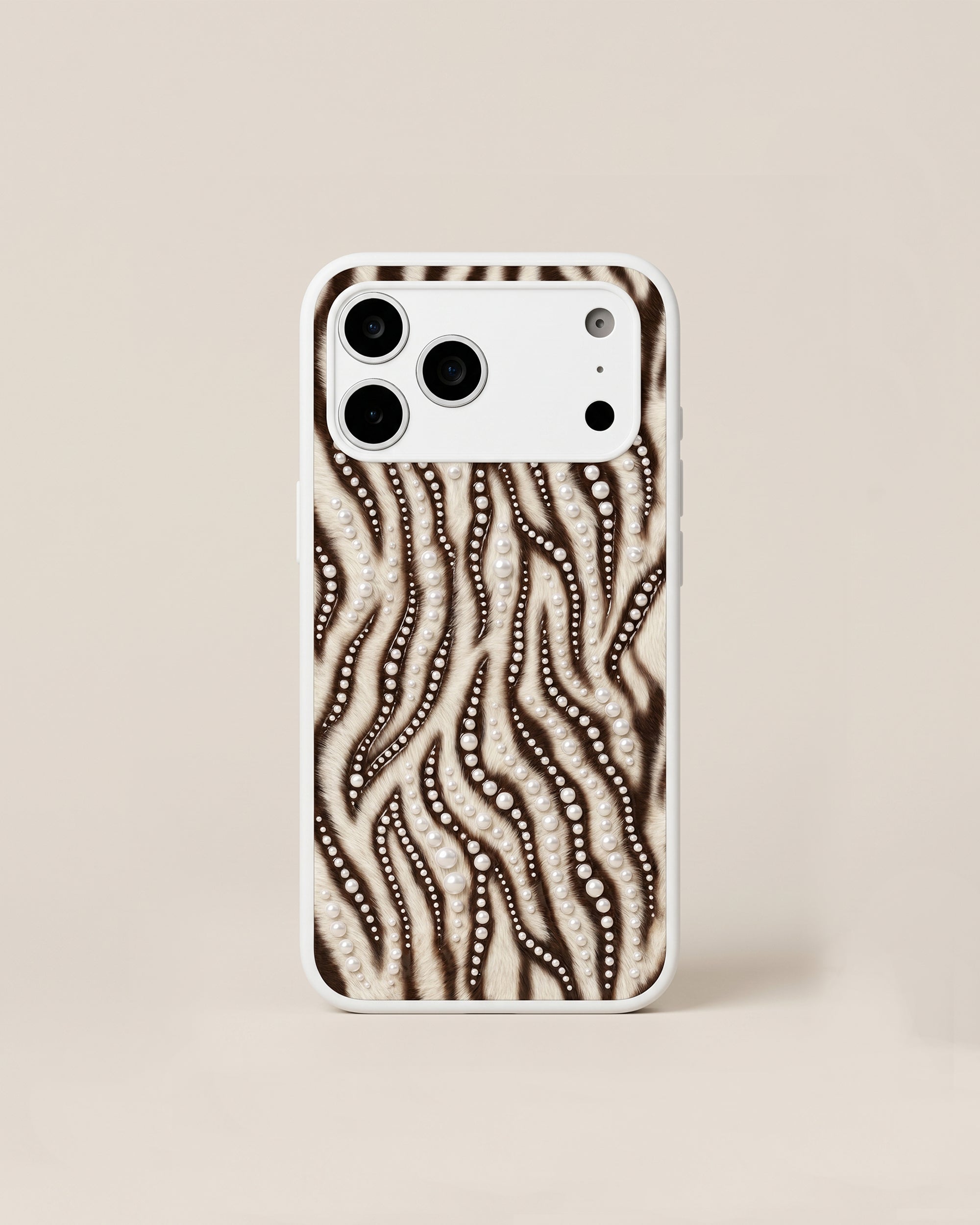 Pearl Wave Pattern Phone Case – White