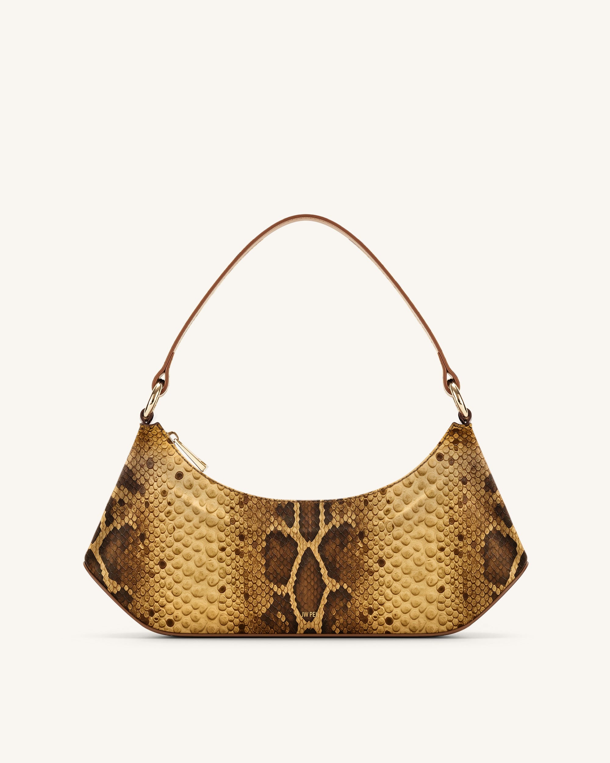 Lily Faux Snake-Effect Shoulder Bag - Brown