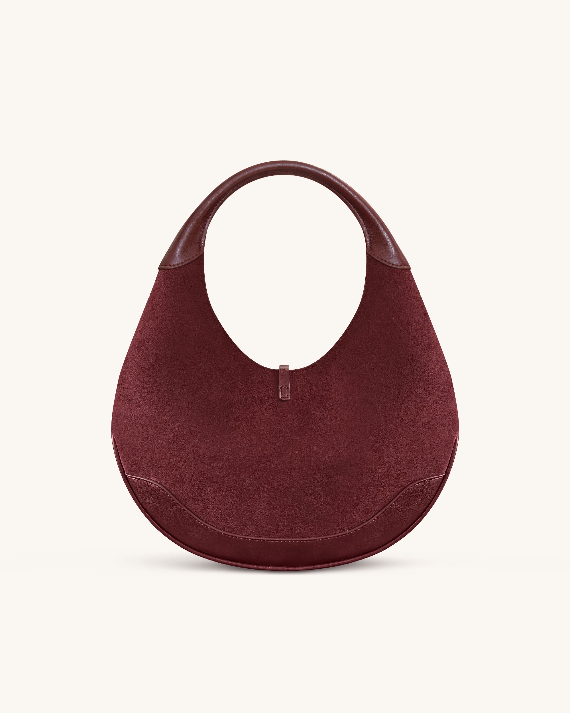Colette Faux Suede Crescent Hobo Bag - Deep Claret