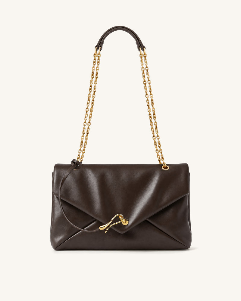 Celeste Chain Shoulder Bag - Dark Brown