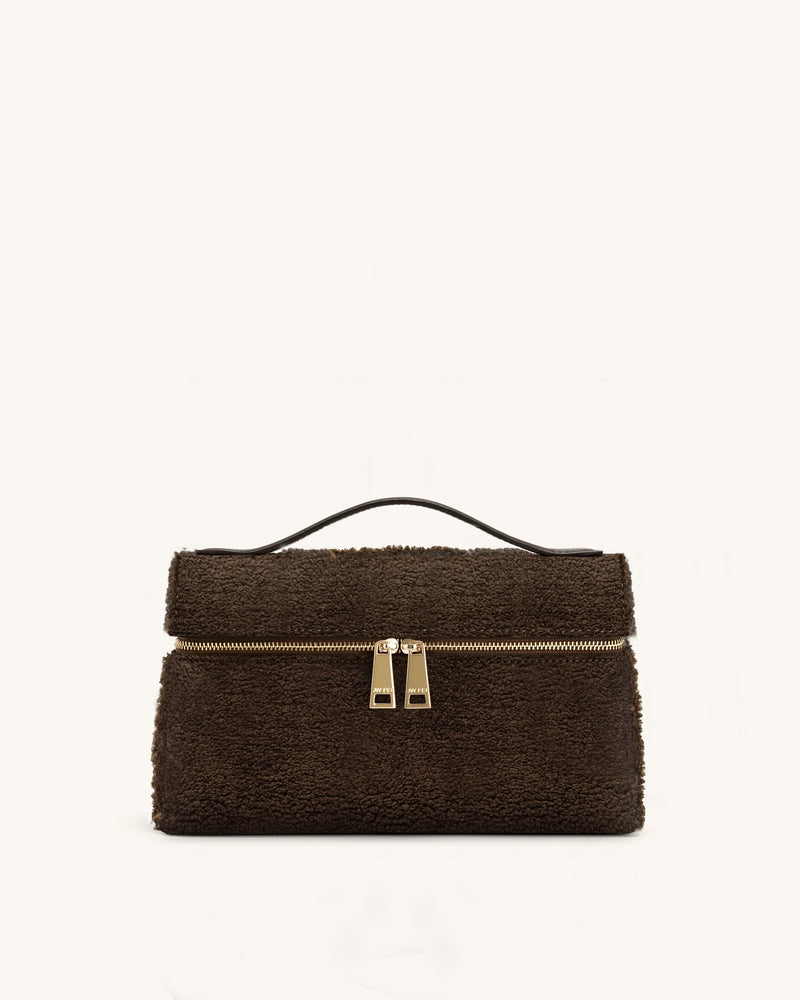 Thea Faux Fur Top Handle Bag - Mocha Brown