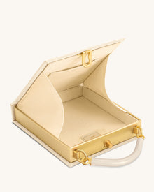 Elle Picnic Pattern Book Top Handle Bag - Khaki