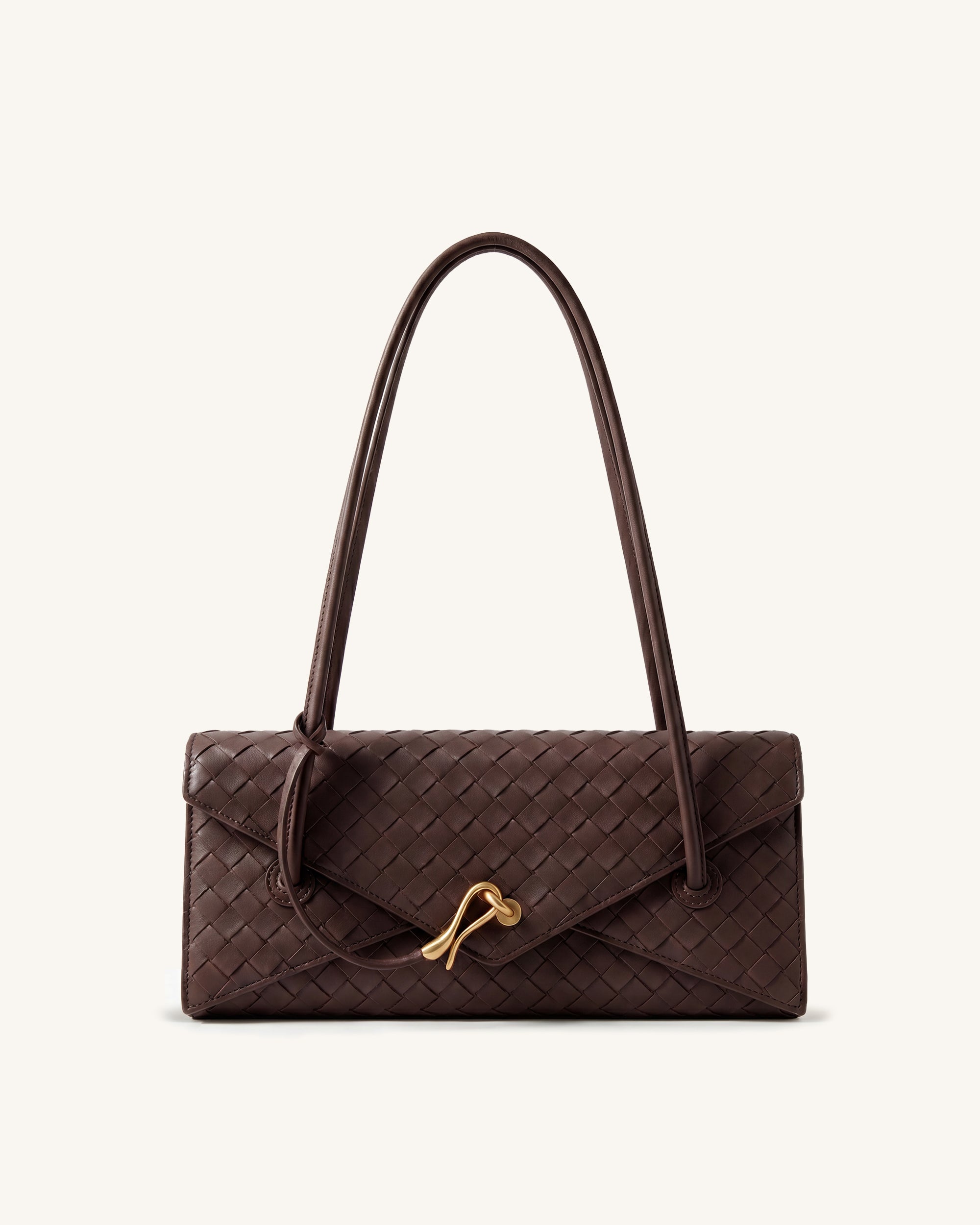 Celeste Woven Long Wallet Bag - Dark Brown