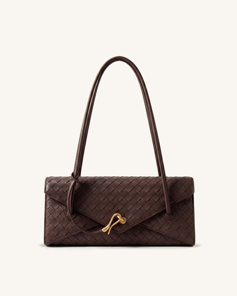 Celeste Woven Long Wallet Bag - Dark Brown