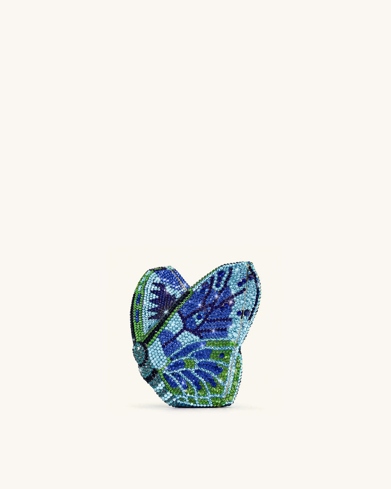 Paisley Crystal Butterfly Clutch - Dark Blue