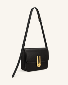 Evania Lock Pebbled Shoulder Bag - Black